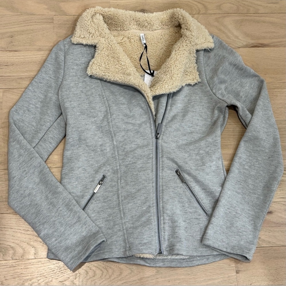 NEW ZSupply Fleece Sherpa Jacket S Gray Full Zip NWT Z Supply